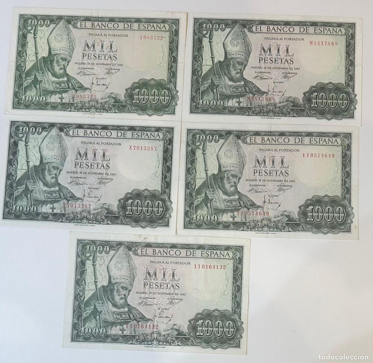 Spanische Banknoten: CRBS2003 LOTE 5 BILLETES ESPA&Ntilde;A 1000 PESETAS 1965 DIFERENTES SERIES