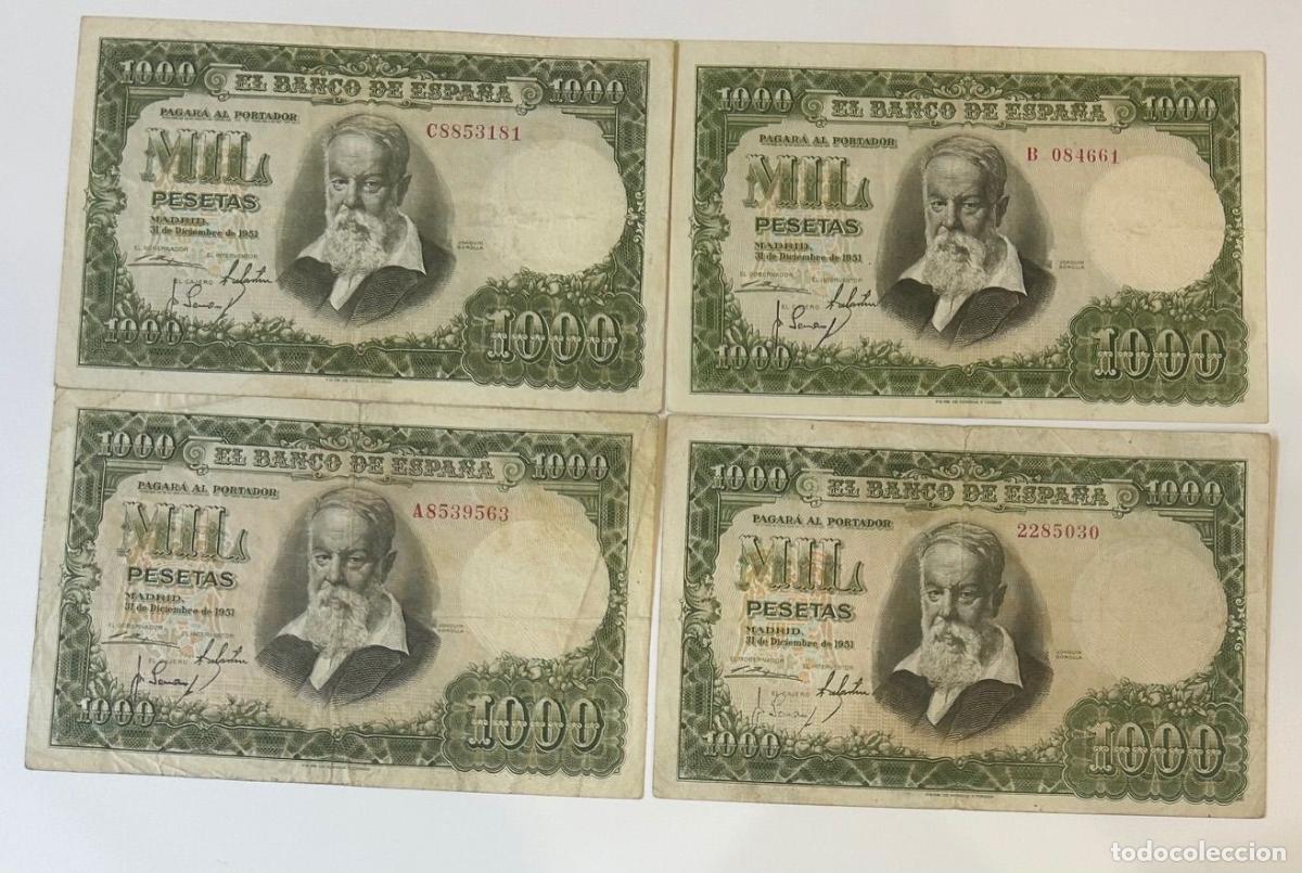 Spanische Banknoten: CRBS2004 LOTE 4 BILLETES ESPA&Ntilde;A 1000 PESETAS 1951 DIFERENTES SERIES