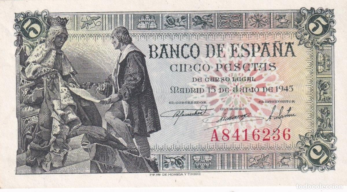 Spanische Banknoten: CRBS3320 BILLETE ESPA&Ntilde;A 5 PESETAS 1945 SERIE A S/C-
