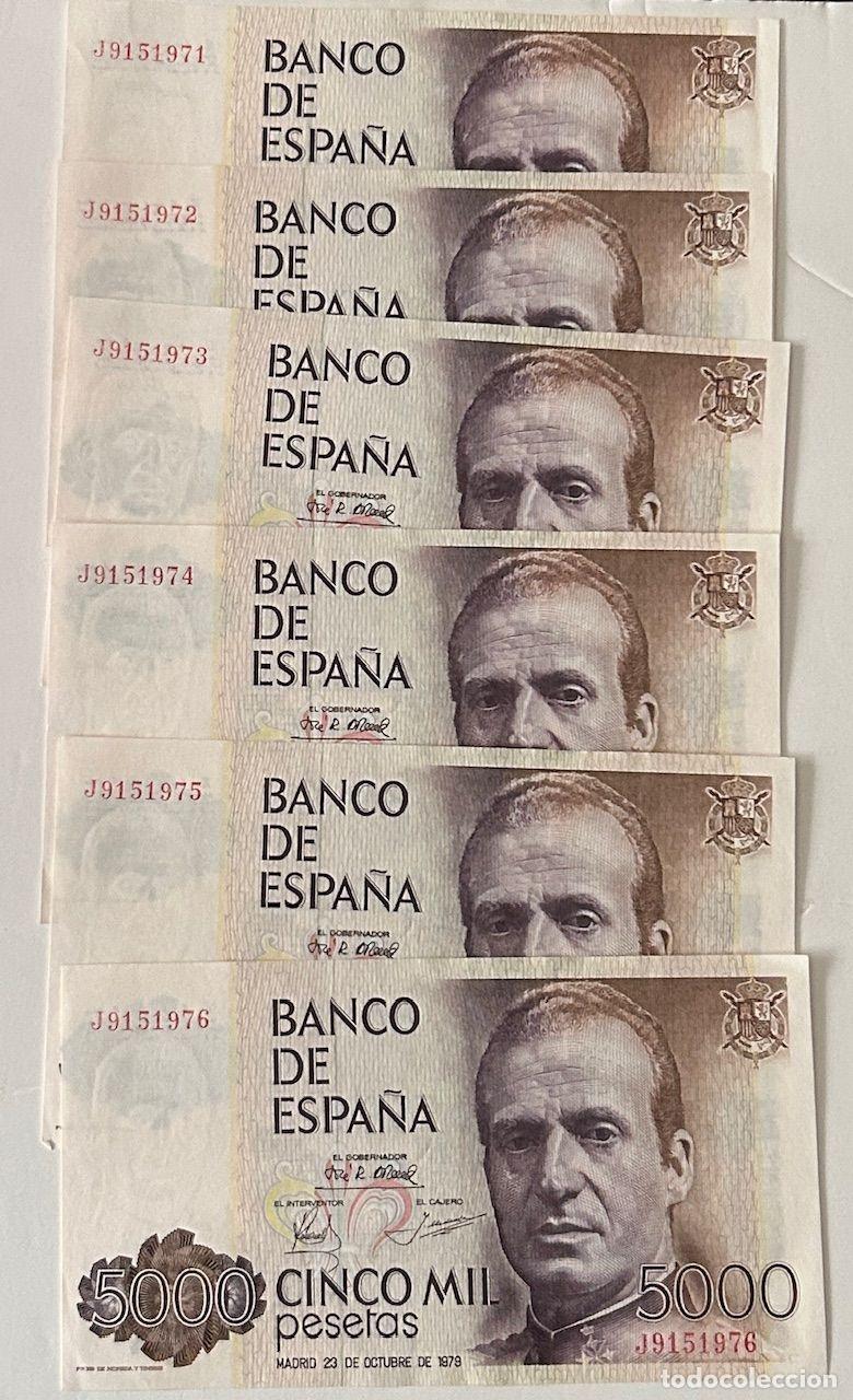 Banconote spagnole: CRBS3439 LOTE 6 BILLETES BILLETES ESPA&Ntilde;A 5000 PESETAS 1979 SERIE E EBC
