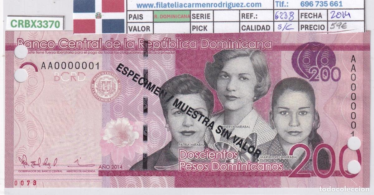 Spanische Banknoten: CRBX3370 BILLETE REPUBLICA DOMINICANA 200 PESOS 2014 SPECIMEN SC