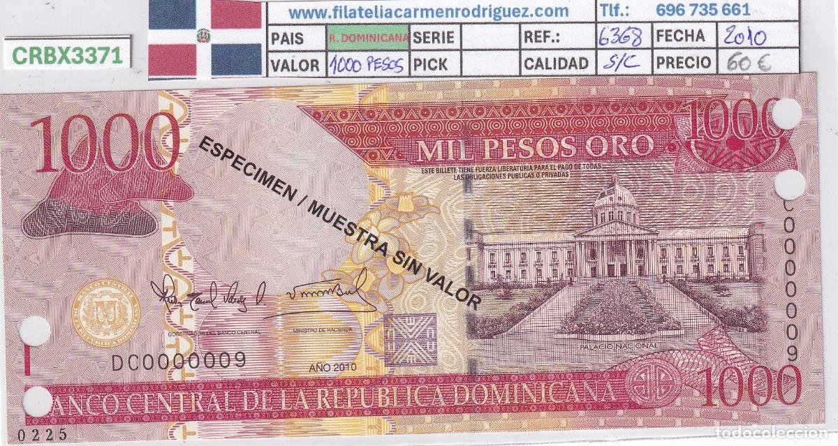Spanische Banknoten: CRBX3371 BILLETE REPUBLICA DOMINICANA 1000 PESOS 2010 SPECIMEN SC