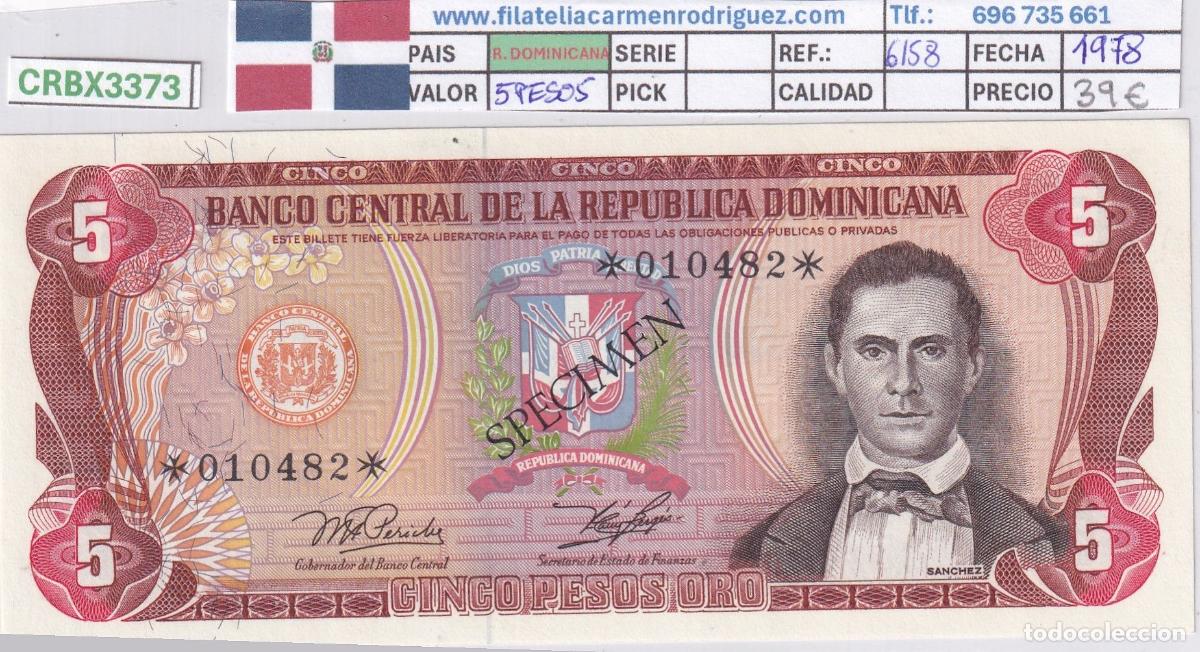 Spanische Banknoten: CRBX3373 BILLETE REPUBLICA DOMINICANA 5 PESOS 1978 SPECIMEN SC