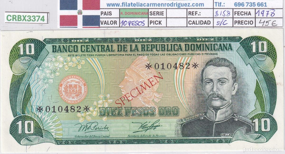 Spanische Banknoten: CRBX3374 BILLETE REPUBLICA DOMINICANA 10 PESOS 1978 SPECIMEN SC