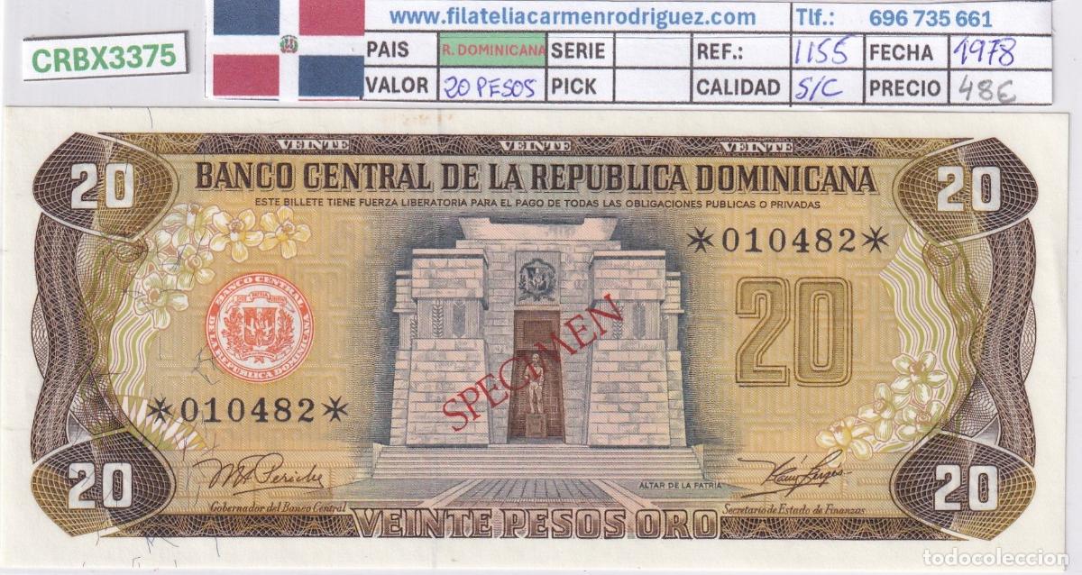 Spanische Banknoten: CRBX3375 BILLETE REPUBLICA DOMINICANA 20 PESOS 1978 SPECIMEN SC