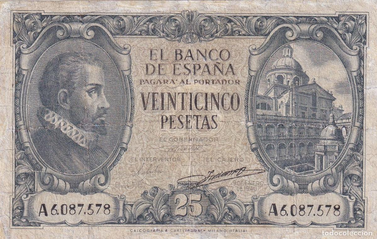 Spanish Banknotes: CRBS3148 BILLETE ESPA&Ntilde;A 25 PESETAS 1940 SERIE A RESTAURADO