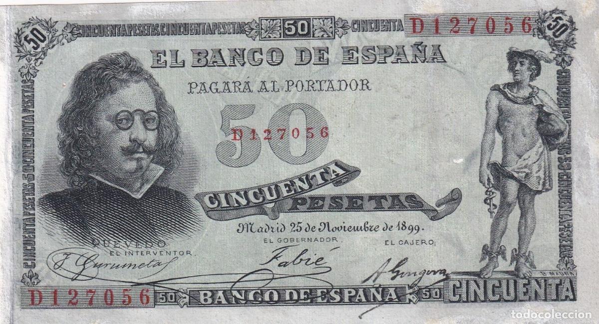 Spanish Banknotes: CRBS3150 BILLETE ESPA&Ntilde;A 50 PESETAS 1899 SERIE D RESTAURADO