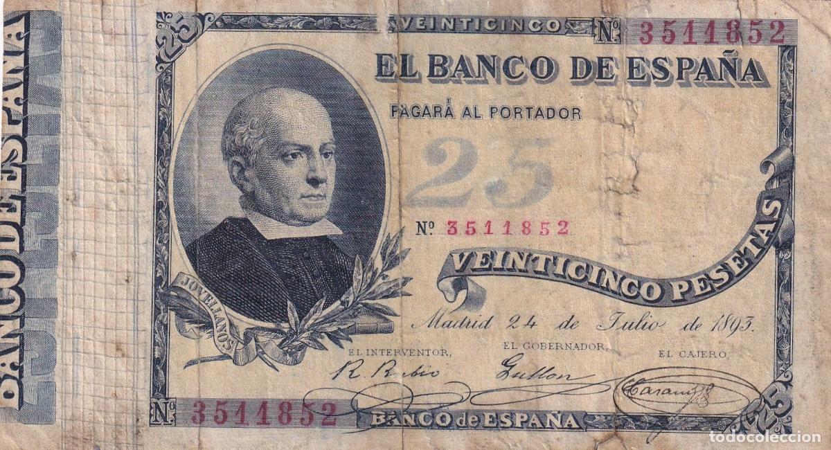 Banconote spagnole: CRBS3244 BILLETE ESPA&Ntilde;A 25 PESETAS 1893 RESTAURADO