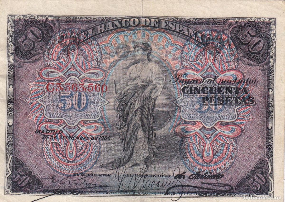 Banconote spagnole: CRBS3262 BILLETE ESPA&Ntilde;A 50 PESETAS 1906 SERIE C EBC