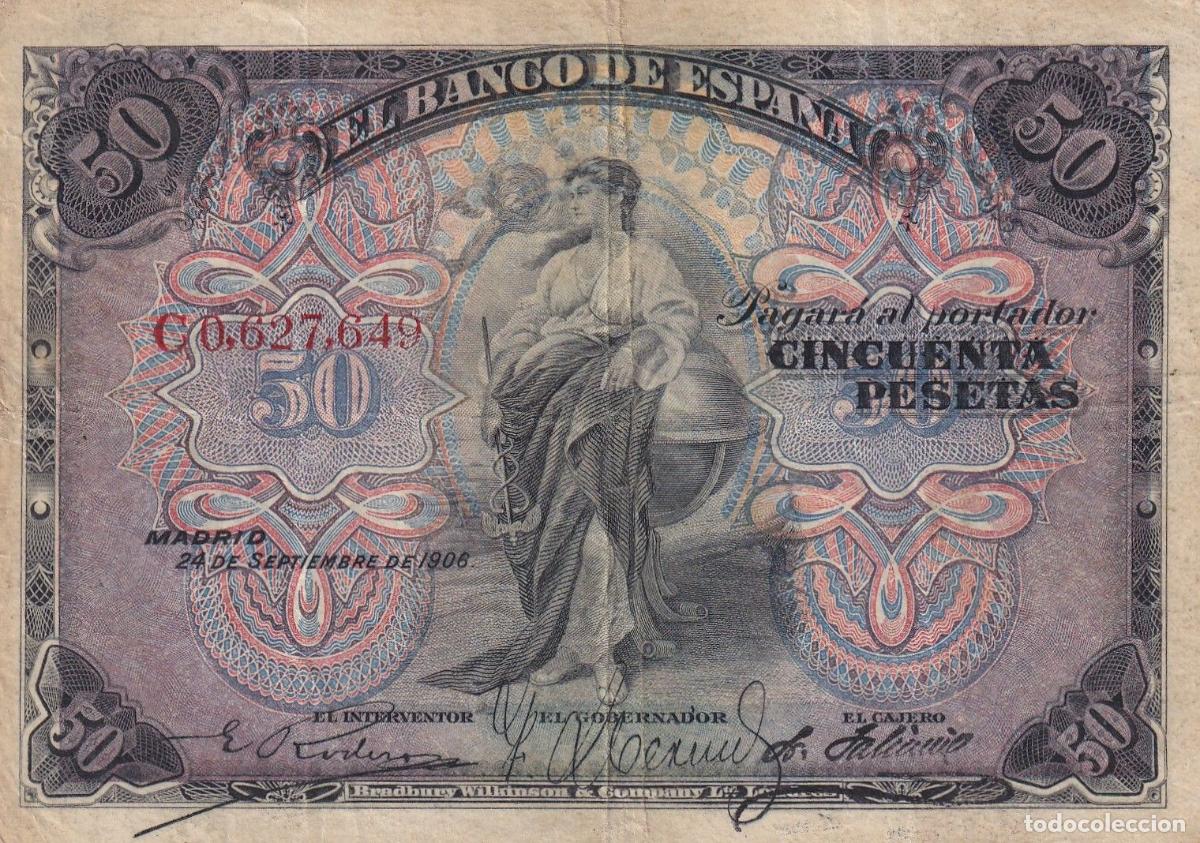 Banconote spagnole: CRBS3263 BILLETE ESPA&Ntilde;A 50 PESETAS 1906 SERIE C MBC-