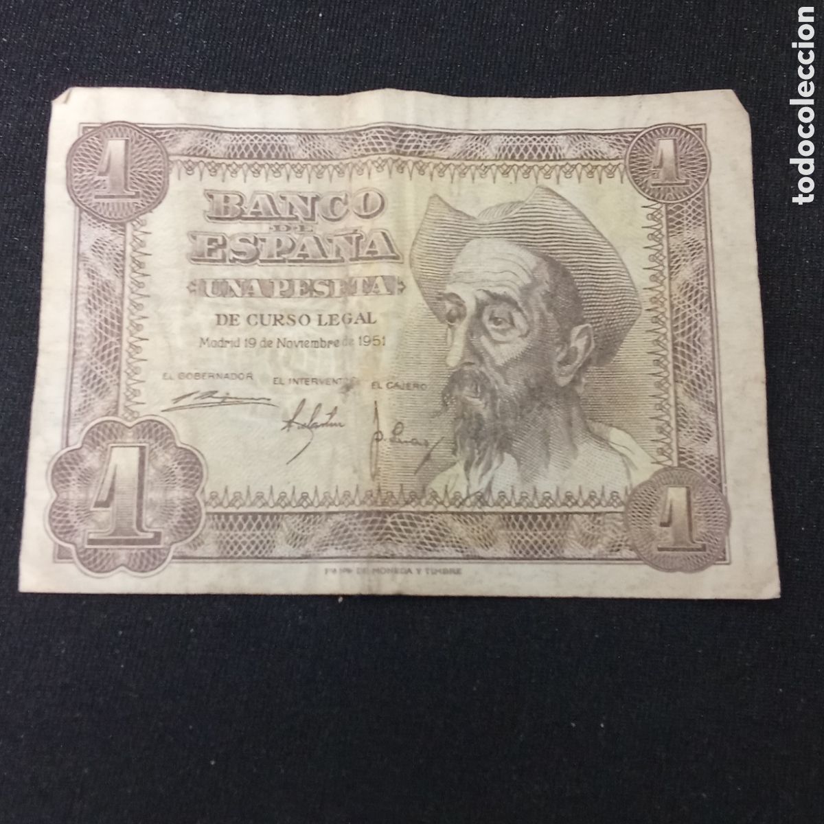 Billetes espa&ntilde;oles: Espa&ntilde;a 1 peseta a&ntilde;o 1951