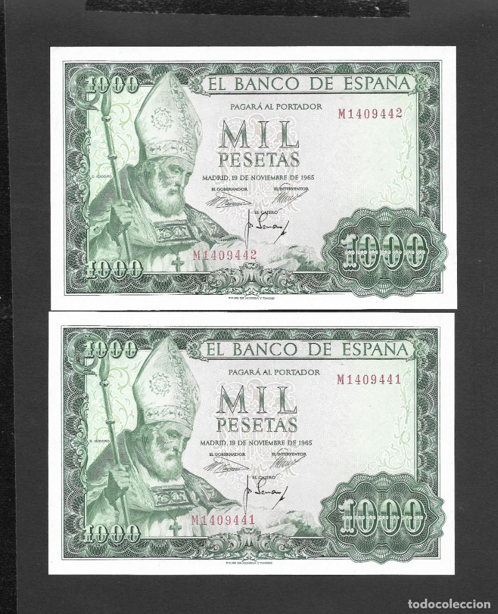 Billetes espa&ntilde;oles: PAREJA CORRELATIVA 1000 PESETAS 1965 SERIE M S/C