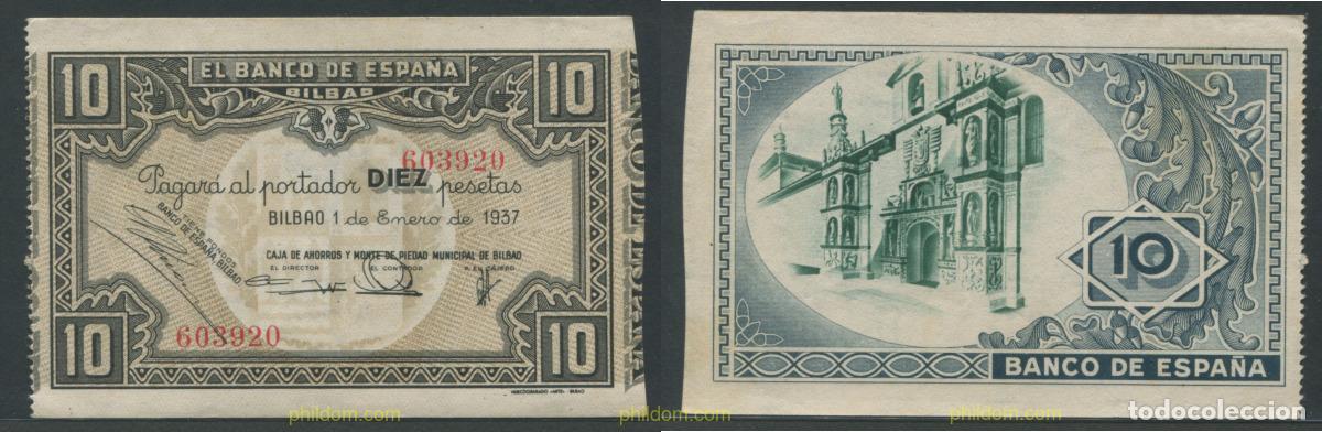 Billetes espa&ntilde;oles: 11335 ESPA&Ntilde;A 1937 BANCO DE ESPA&Ntilde;A (BILBAO) 10 Pesetas 1937