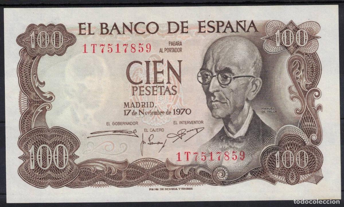 Billetes espa&ntilde;oles: BILLETE ESPA&Ntilde;A 100 PESETAS 1970 FALLA - SERIE 1T - SIN CIRCULAR PLANCHA