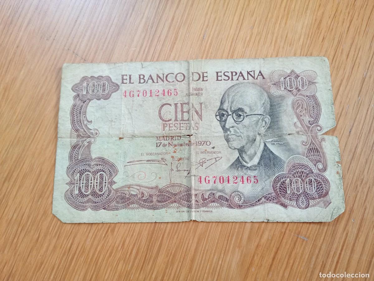 Notas espanholas: BILLETE DE ESPA&Ntilde;A. 100 PESETAS. N.&ordm; DE SERIE: 4G7012465. A&Ntilde;O 1970. PICK 152a.3. CIRCULADO. VER FOTOS