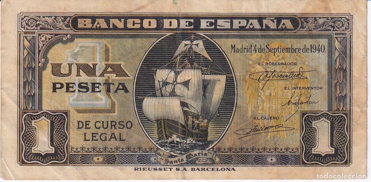 Banconote spagnole: BILLETE DE 1 PESETA DEL 4 DE SEPTIEMBRE DE 1940 DE LA CARAVELA SERIE E