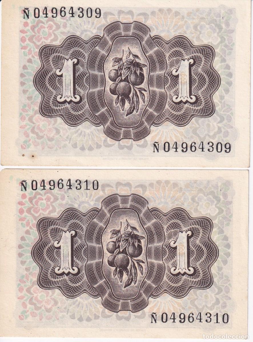 Banconote spagnole: PAREJA CORRELATIVA DE 1 PESETA DEL A&Ntilde;O 1948 DE DAMA DE ELCHE SERIE &Ntilde; SIN CIRCULAR (SC)