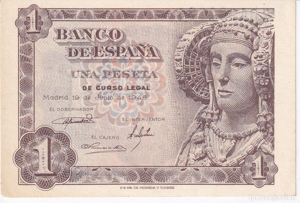 Banconote spagnole: BILLETE DE 1 PESETA DEL A&Ntilde;O 1948 DE DAMA DE ELCHE SERIE &Ntilde; SIN CIRCULAR (SC)