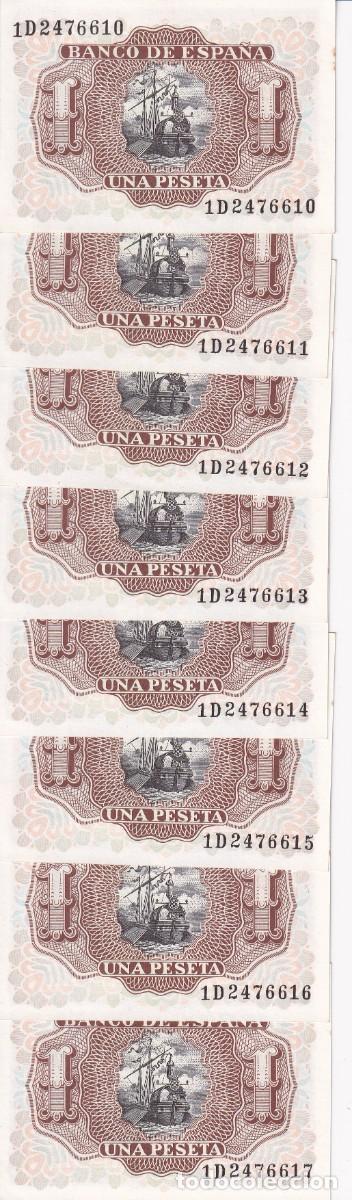 Billetes espa&ntilde;oles: 8 BILLETES CORRELATIVOS DE 1 PESETA DEL A&Ntilde;O 1953 SERIE 1D SIN CIRCULAR (SC)