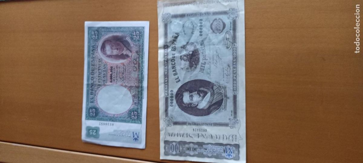 Billetes espa&ntilde;oles: BILLETES DE 25 Y 1000 PESETAS. REPLICAS OFICIALES DE LA CASA DE LA MONEDA