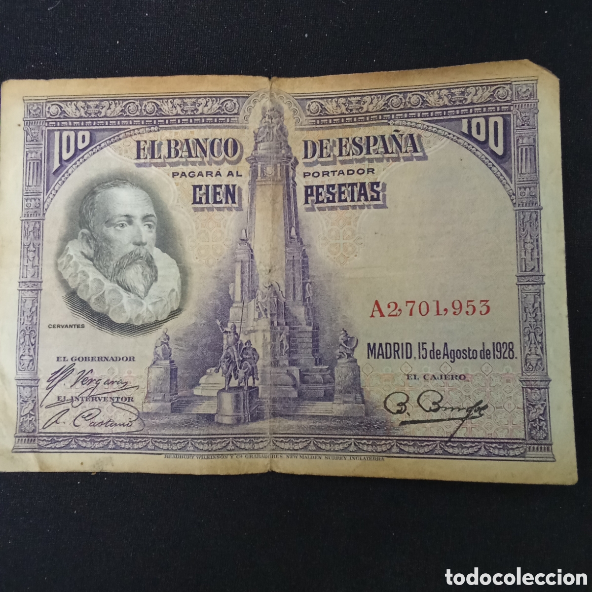 Billetes espa&ntilde;oles: Espa&ntilde;a 100 pesetas a&ntilde;o 1928