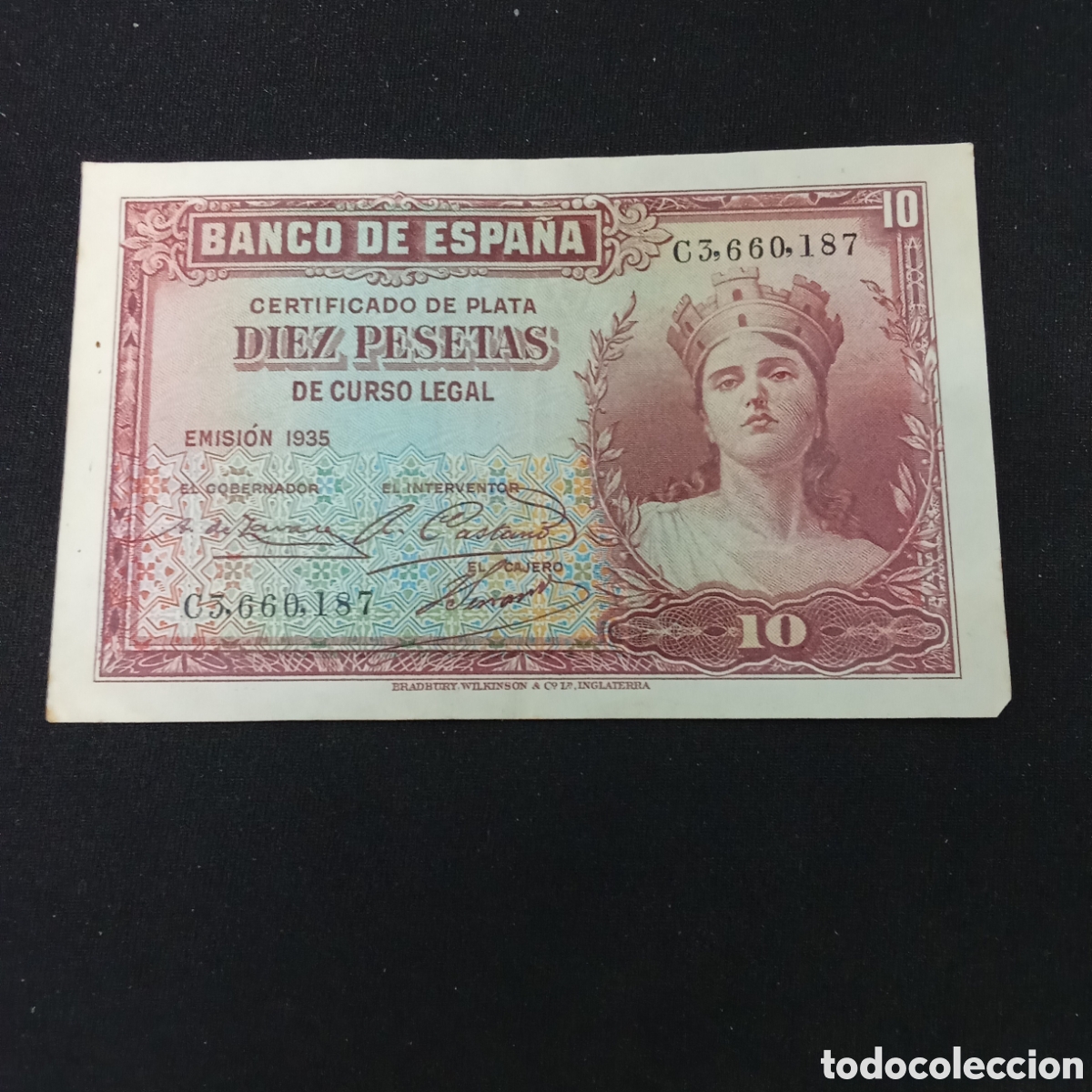 Billetes espa&ntilde;oles: Espa&ntilde;a 10 pesetas a&ntilde;o 1935