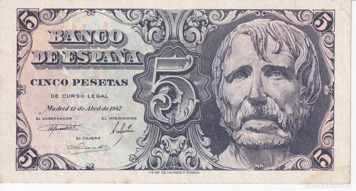 Spanische Banknoten: BILLETE DE 5 PESETAS DEL A&Ntilde;O 1947 DE SENECA SERIE A EN CALIDAD EBC