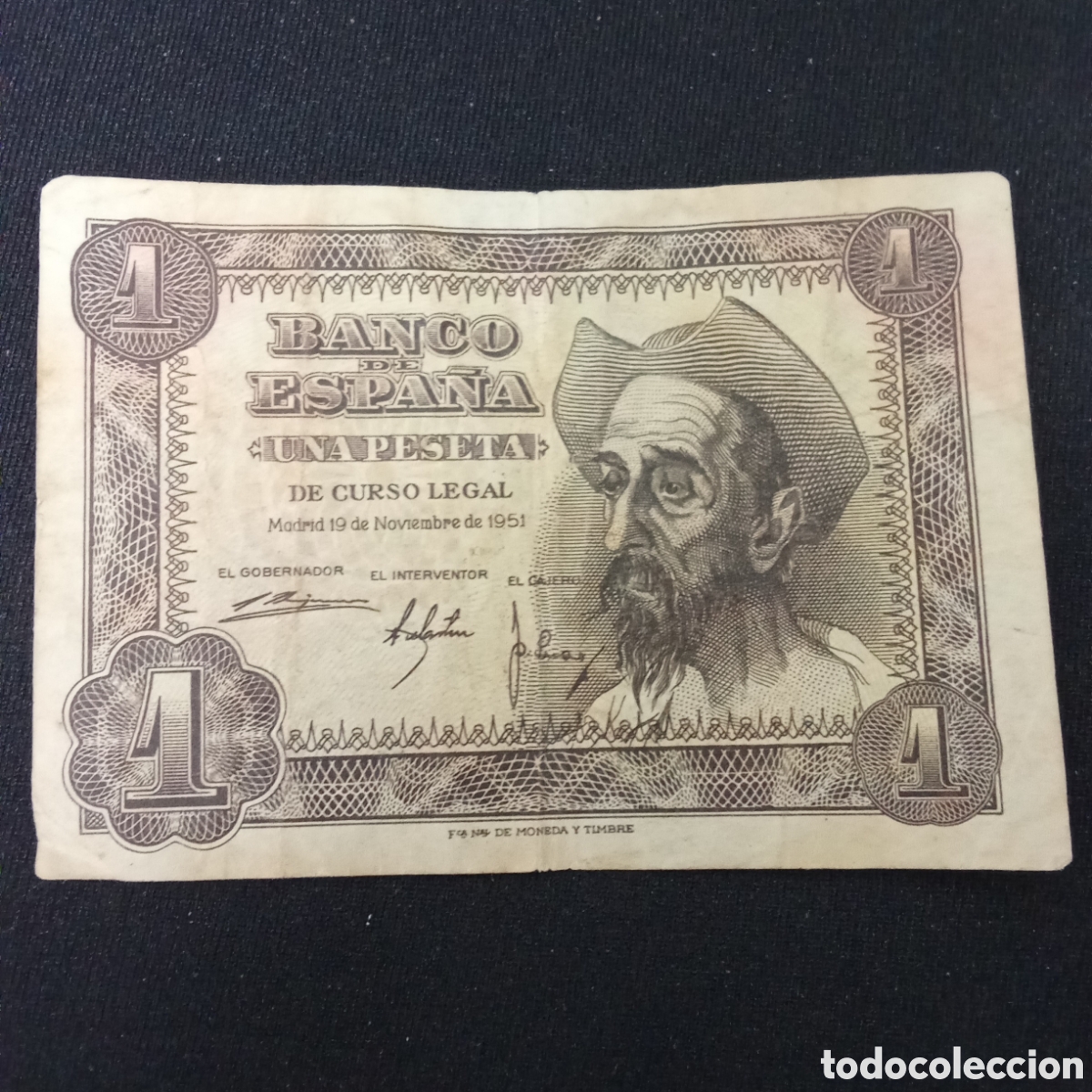 Spanish Banknotes: Espa&ntilde;a 1 peseta a&ntilde;o 1951