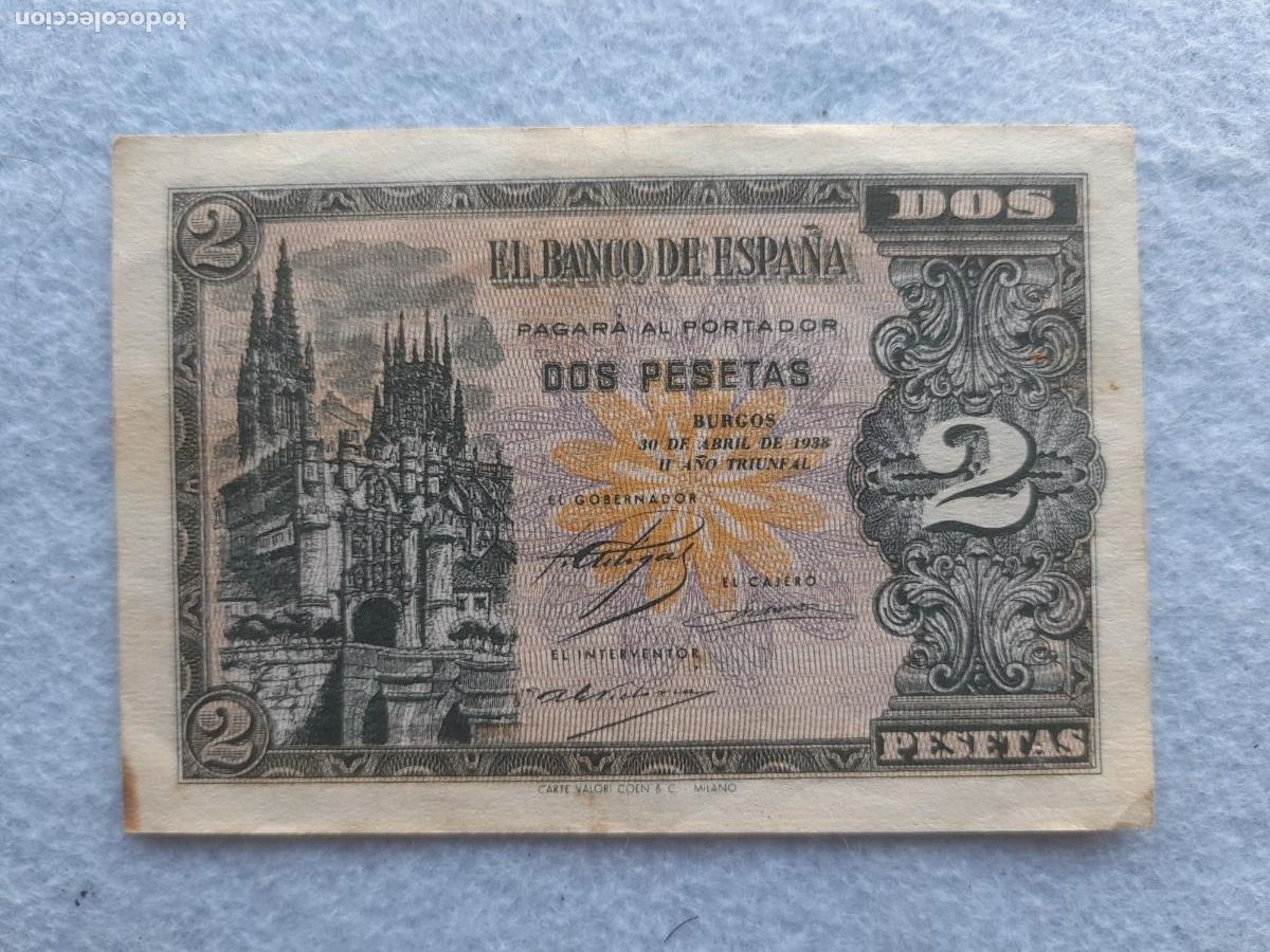 Spanish Banknotes: Estado Espa&ntilde;ol. 2 Pesetas. Burgos, 30 de Abril de 1938.