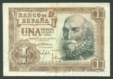 Billetes espa&ntilde;oles: ESPA&Ntilde;A. 1 peseta 1953. Serie 1G.