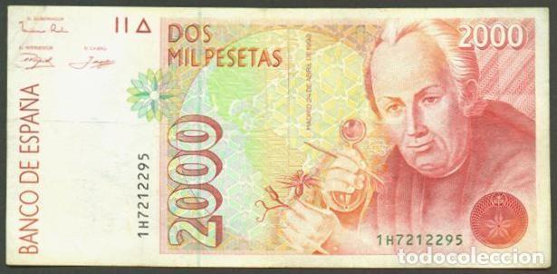 Billetes espa&ntilde;oles: ESPA&Ntilde;A. 2000 pesetas 1992. Dos numeros de serie.