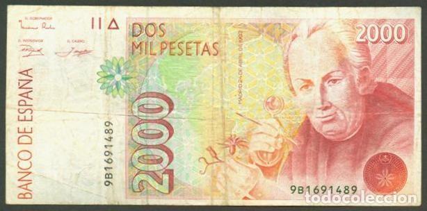 Billetes espa&ntilde;oles: ESPA&Ntilde;A. 2000 pesetas 1992. Serie 9B - reposicion. Dos numeros de serie