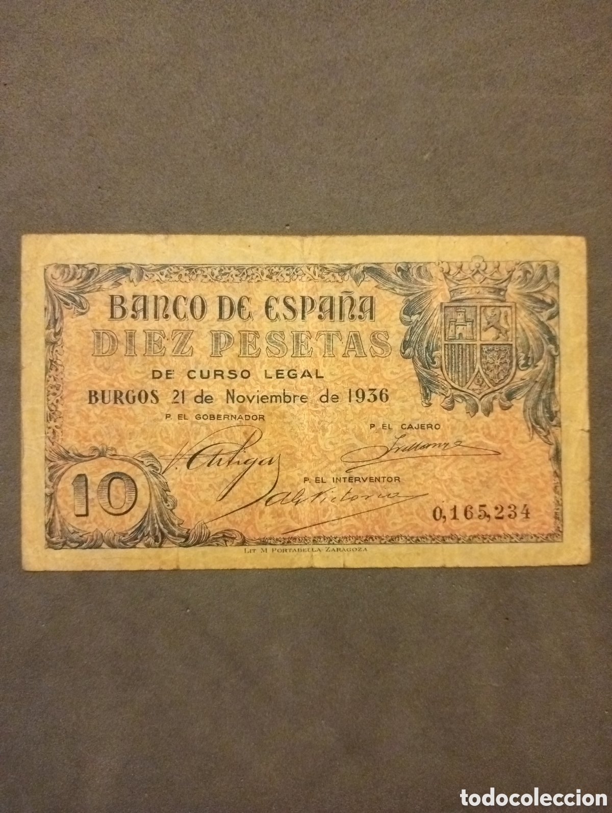 Banconote spagnole: Billete de 10 pesetas de Burgos de 1936 (ESCASO)
