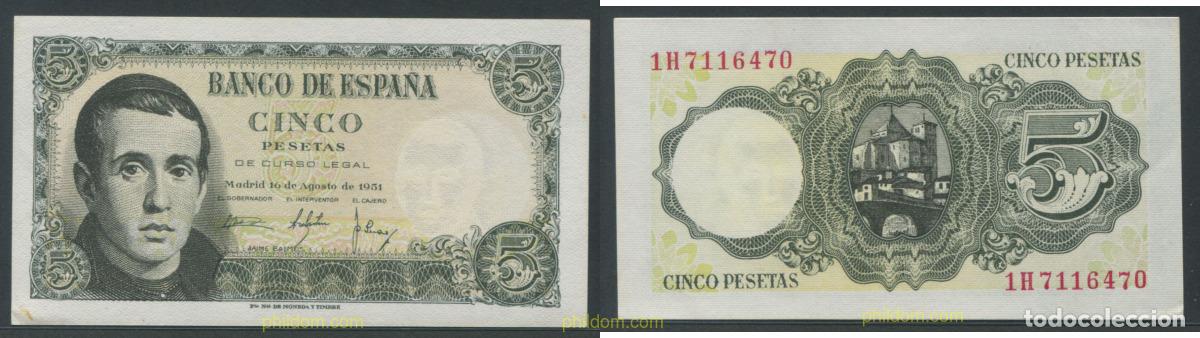 Billetes espa&ntilde;oles: 11284 ESPA&Ntilde;A 1951 5 Pesetas 16 de agosto 1951 - JAIME BALMES