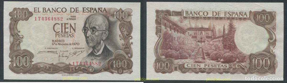 Billetes espa&ntilde;oles: 11286 ESPA&Ntilde;A 1970 100 PESETAS MANUEL FALLA 1970
