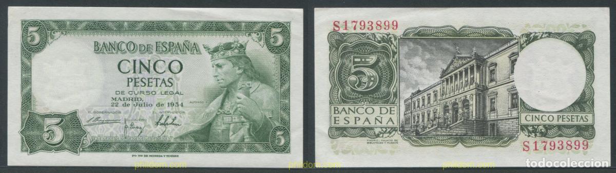 Billetes espa&ntilde;oles: 11285 ESPA&Ntilde;A 1954 5 pesetas Alfonso X 1954