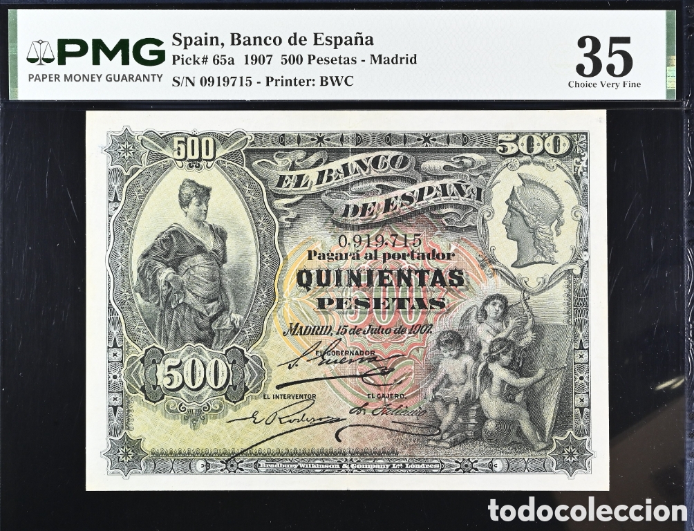 Billetes espa&ntilde;oles: Billete 500 PESETAS -15 de Julio de 1907- PMG 35
