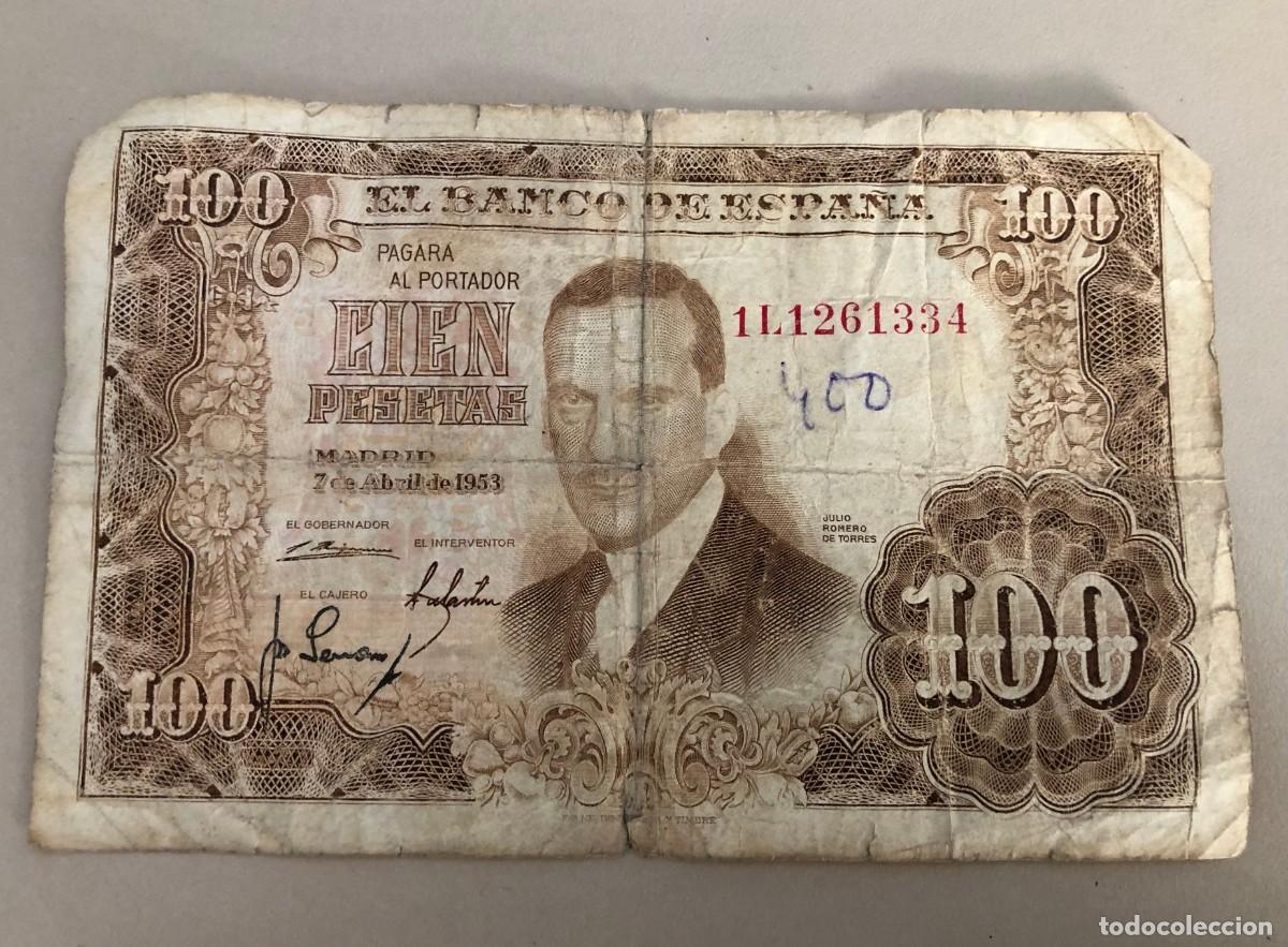 Billetes espa&ntilde;oles: Billete de 100 pesetas de 1953