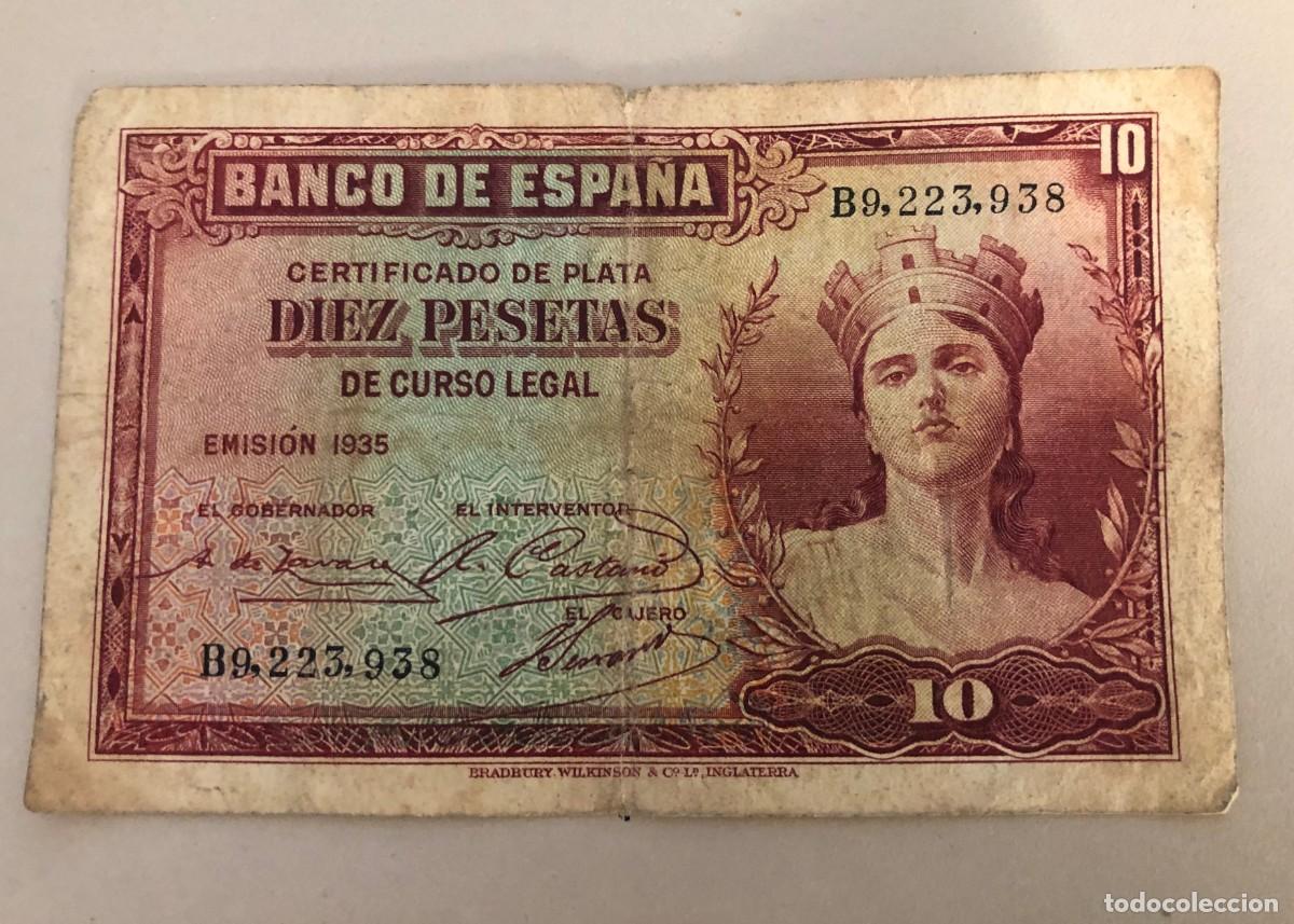 Billetes espa&ntilde;oles: Billete de 10 pesetas de 1935