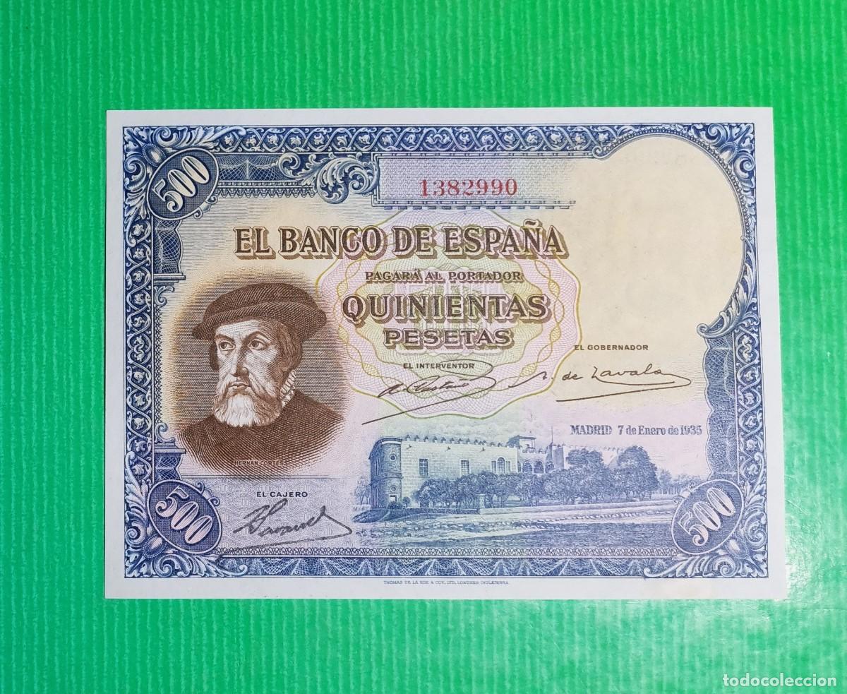 Notas espanholas: ESPA&Ntilde;A HERNAN CORTES SIN CIRCULAR SC |SOLO ACEPTO PAYPAL| BILLETE 500 PESETAS 1935 LEER DESCRIPCION