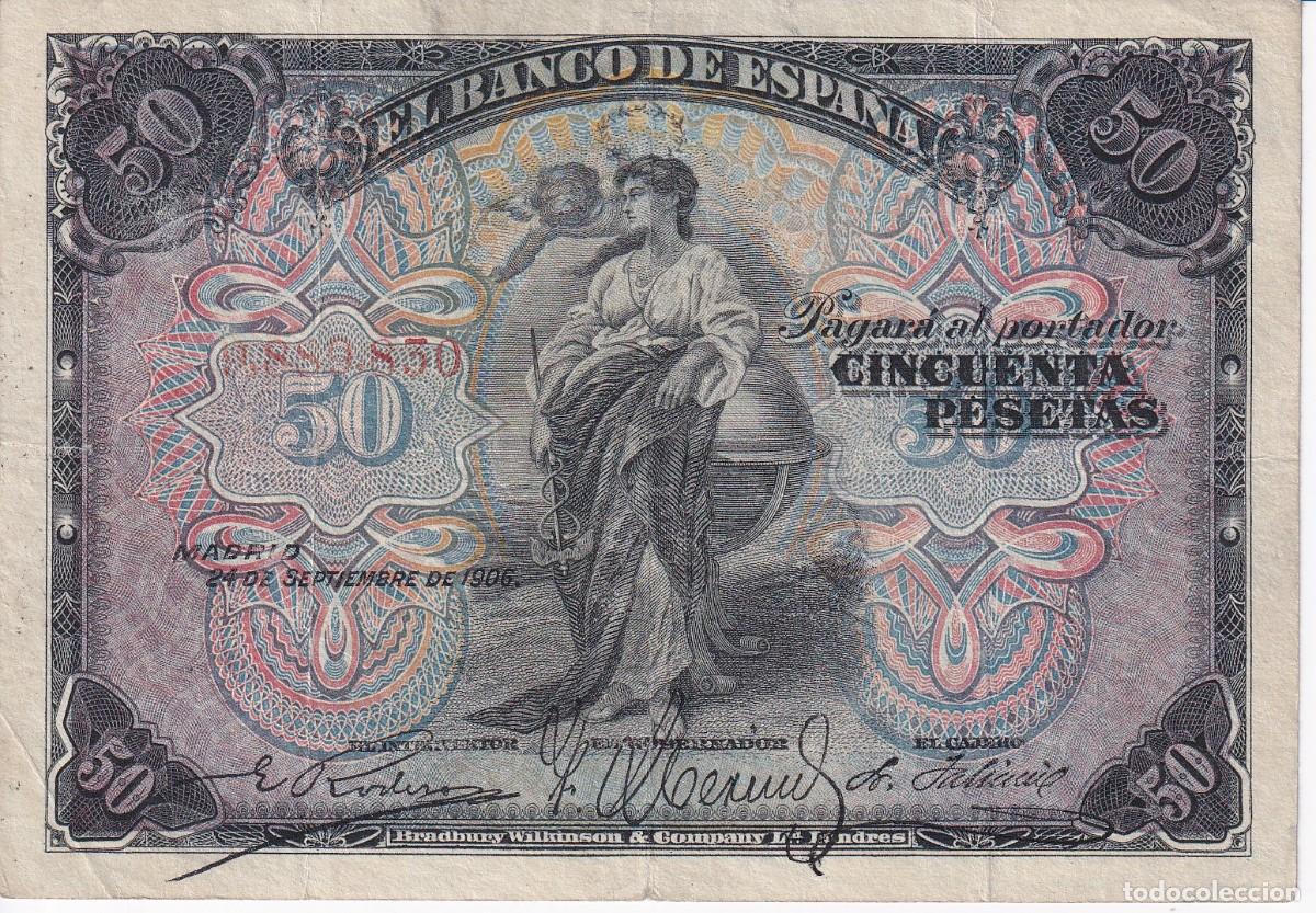 Banconote spagnole: BILLETE CLASICO DE 50 PESETAS DEL A&Ntilde;O 1906 SIN SERIE