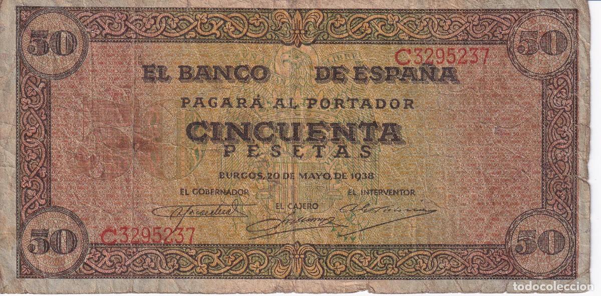 Spanish Banknotes: BILLETE DE BURGOS DE 50 PESETAS DEL A&Ntilde;O 1938 DE LA SERIE C