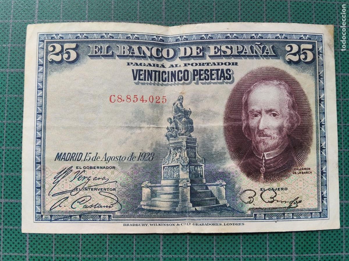 Notas espanholas: BILLETE 25 PESETAS 1928