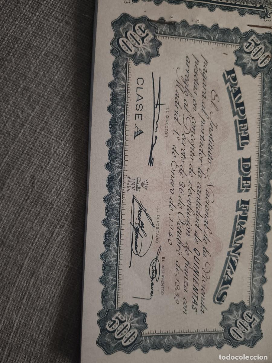 Billetes espa&ntilde;oles: PAPEL DE FINANZAS. 2 DE 500 PESETAS DEL A&Ntilde;O 1940, 4 DE 100 PESETAS DE 1954, 1 DE 10 PESETAS DE 1940,