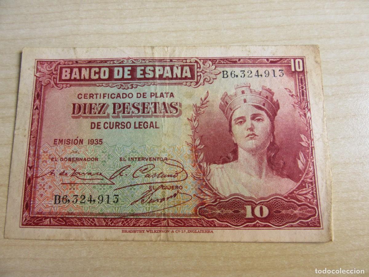 Notas espanholas: Billete de 10 pesetas de 1935