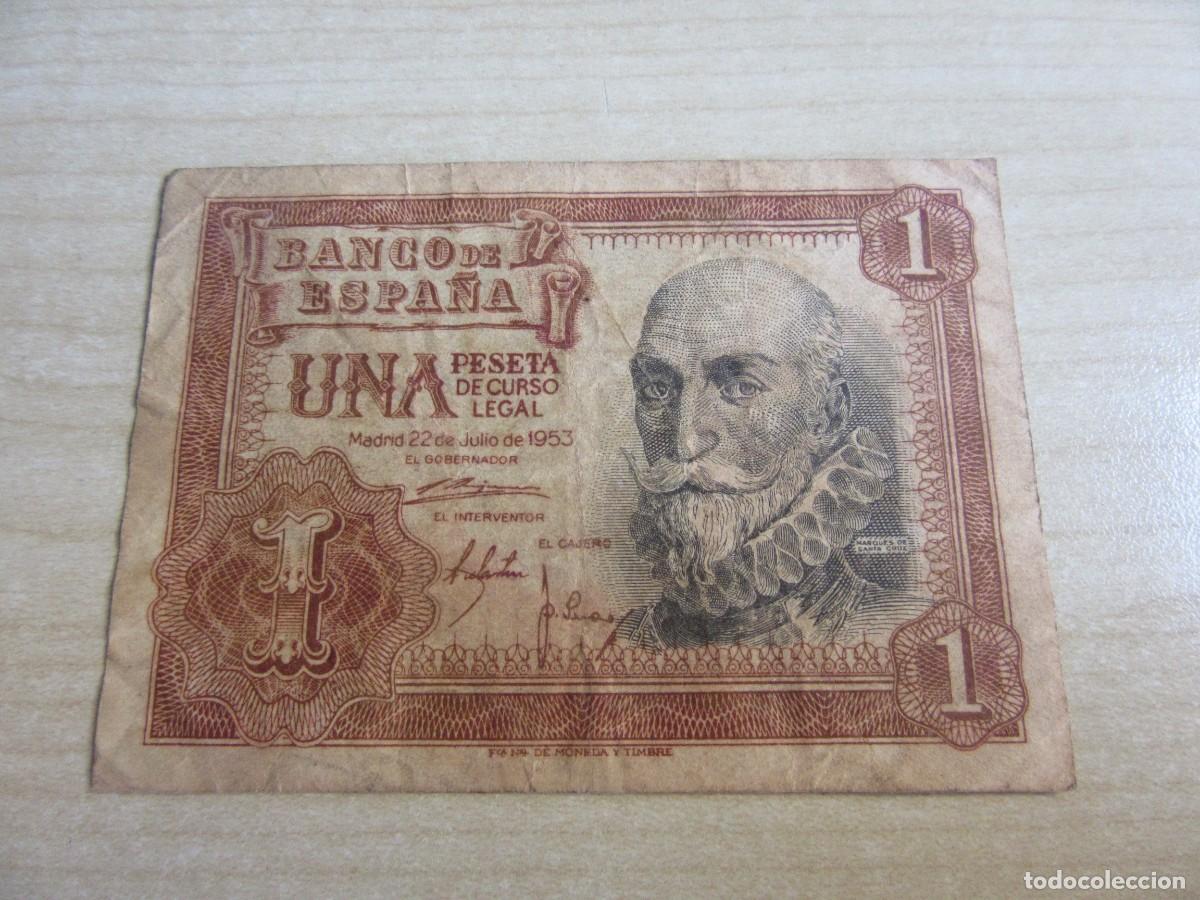 Billetes espa&ntilde;oles: Billete de 1 peseta de 1953