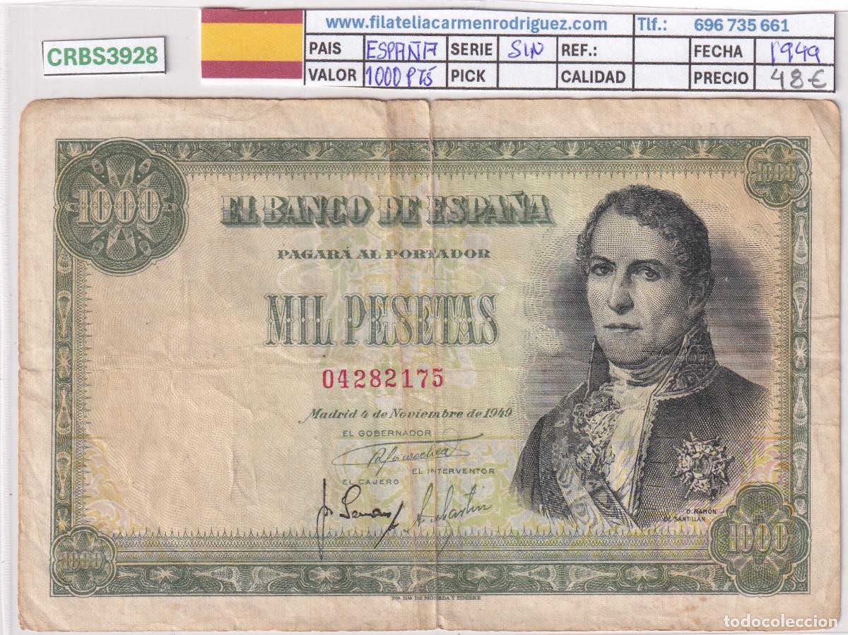 Billetes espa&ntilde;oles: CRBS3928 BILLETE ESPA&Ntilde;A 1000 PESETAS 1949 SIN SERIE BC