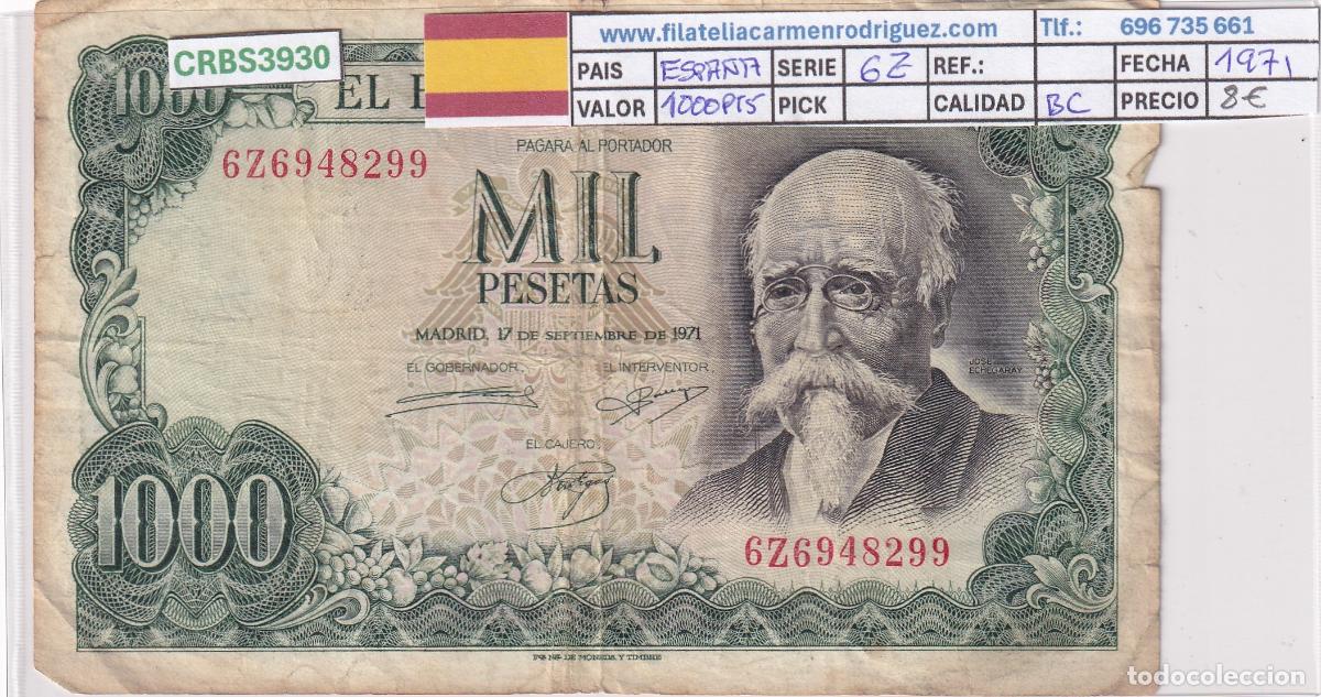 Billetes espa&ntilde;oles: CRBS3930 BILLETE ESPA&Ntilde;A 1000 PESETAS 1971 SERIE 6Z BC CON BOLI