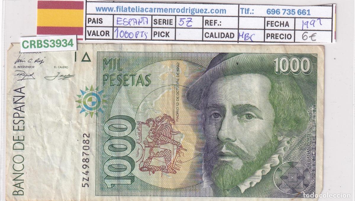 Billetes espa&ntilde;oles: CRBS3934 BILLETE ESPA&Ntilde;A 1000 PESETAS 1992 SERIE 5Z MBC