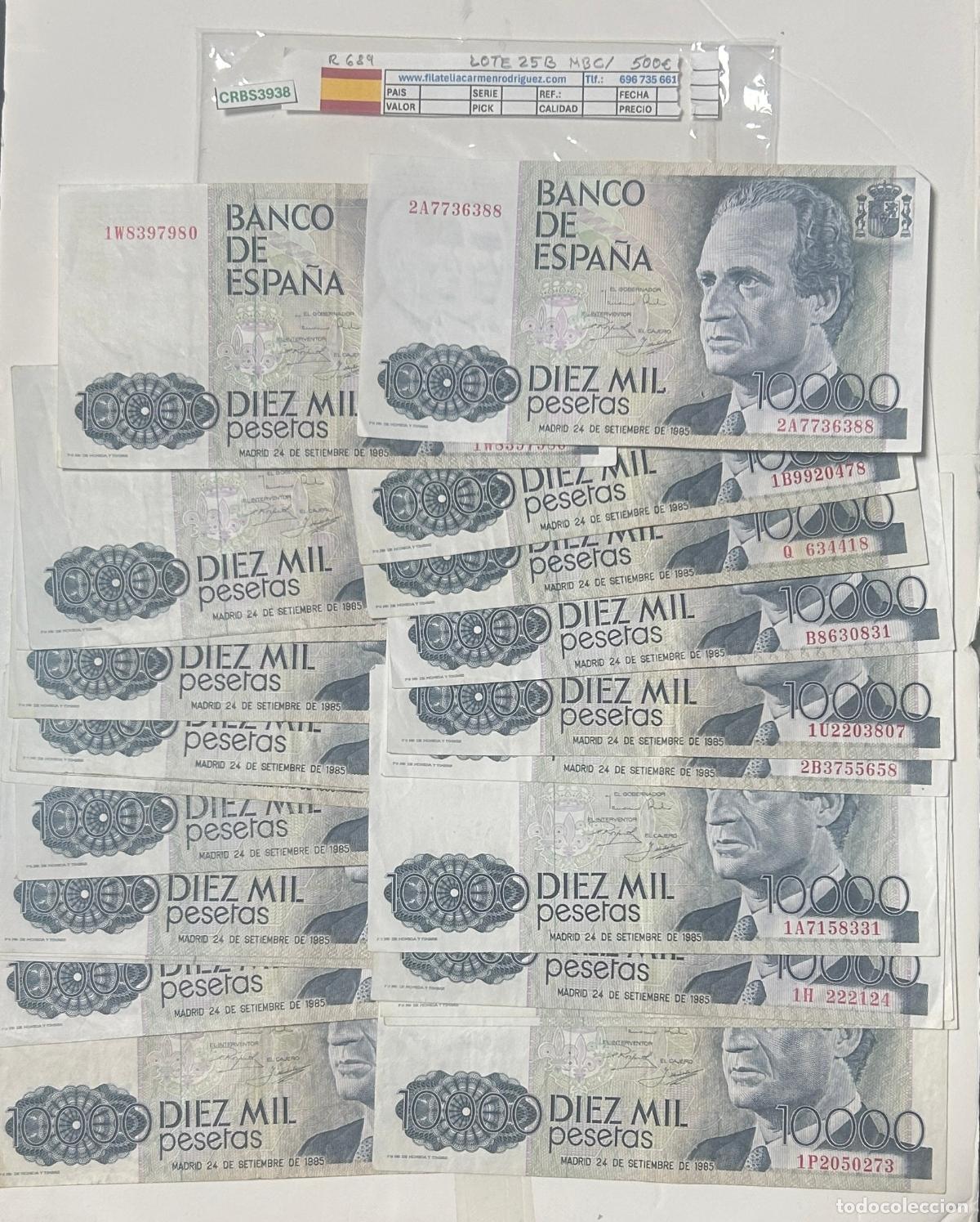 Billetes espa&ntilde;oles: CRBS3938 LOTE 25 BILLETES ESPA&Ntilde;A 10000 PESETAS 1985 MBC